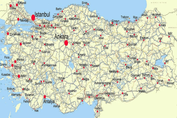Landkarte der Türkei